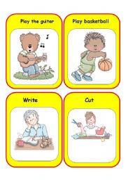 English Worksheet: Cards for dice game.