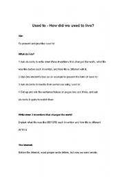 English Worksheet: Used to-How did we used to live