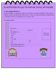 English Worksheet: 10 ACTIVITIES TO GET TO KNOW YOUR STUDENTS