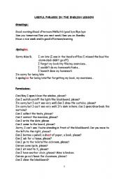 English Worksheet: useful phrases in the english lesson