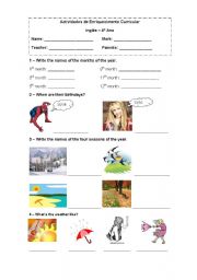 English Worksheet: Worksheet about seasons, birthdays and sports