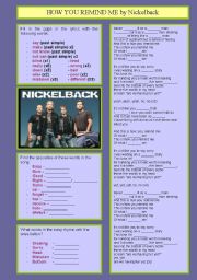 English Worksheet: How you remind me by Nickelback