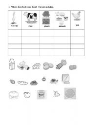 English Worksheet: Where does food come from?