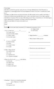 English Worksheet: Comprehension