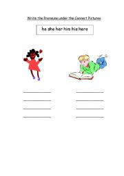 English worksheet: Pronouns for girls and boys