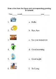 English Worksheet: Greetings and farewells match