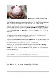 English Worksheet: Spending habits - Am I shopping too much?