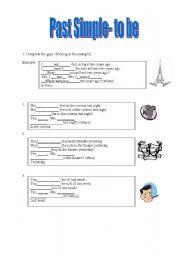 English worksheet: Past Simple to be- exercises