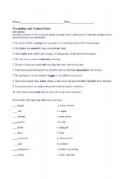 English worksheet: Context Clues