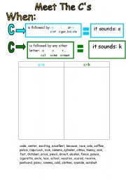 English Worksheet: Soft/Hard C