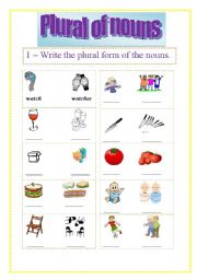 English Worksheet: plural of nouns