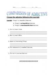 English worksheet: Comparison of Adjective