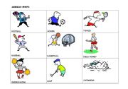 English Worksheet: American Sports Flashcards