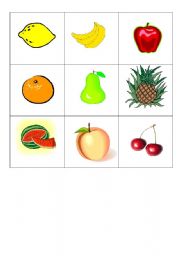 English worksheet: Table for food Bingo. 