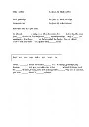 English worksheet: Present for he/she/it