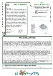 English Worksheet: Informal Letter - ART - Movie & Painting