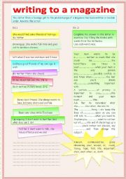 English Worksheet:  Letter from a teenage girl 