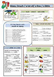 English Worksheet: many or much