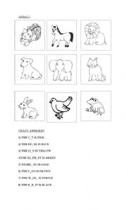 English worksheet: animals