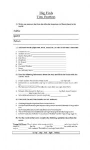 English Worksheet: Big Fish - Tim Burton