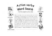 English Worksheet: action verbs