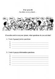 English worksheet: an alien on my planet