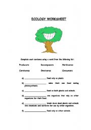 Ecology Worksheet