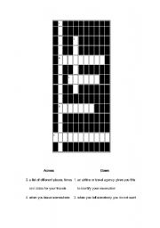 English worksheet: crossword for travelling vocab input