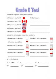 English worksheet: Korean Elementary syllabus Test for grade 6