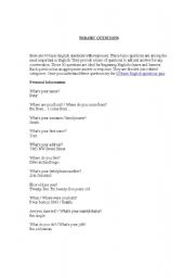 English Worksheet: 50 Basic Questions