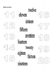 English Worksheet: Numbers 11-20