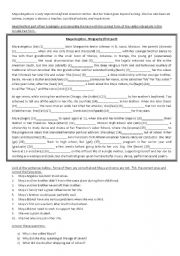 English Worksheet: Tenses: Simple Past and Reading