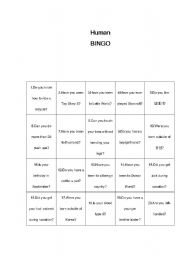 English Worksheet: Human Bingo