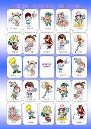 English Worksheet: INFINITIVE FLASHCARD MEMORY GAME - FULLY EDITABLE