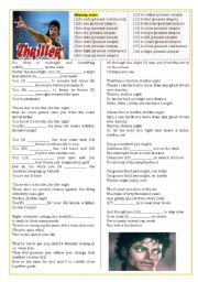 English Worksheet: Thriller (Pres. Simple X Pres. Continuous) ((2 pages)) ***fully editable