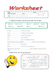 Daily routines using present simple.