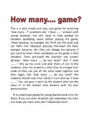 English Worksheet: How many ....game