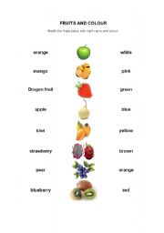 English Worksheet: Fruit and Colour