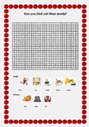 English Worksheet: A simple wordsearch to revise some verbs and nouns