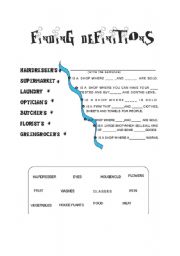 English worksheet: finding definitios