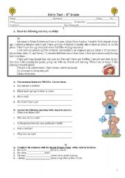 English Worksheet: Entry Test