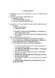 English Worksheet: Sentence Fragments