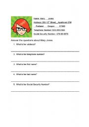 English worksheet: Personal Information