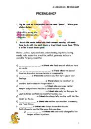 English Worksheet: WORKING ON FRIENDSHIP
