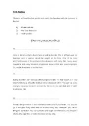 English Worksheet: EATING DISORDERS