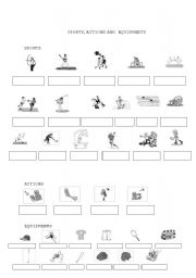 English worksheet: Sports, actions and equipments