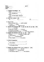 English worksheet: quiz for beginners