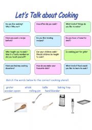 English Worksheet: Lets talk about Cooking