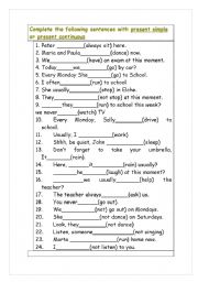 English Worksheet: Present simple and Present continuous