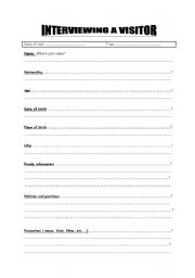 English worksheet: Interviewing a visitor